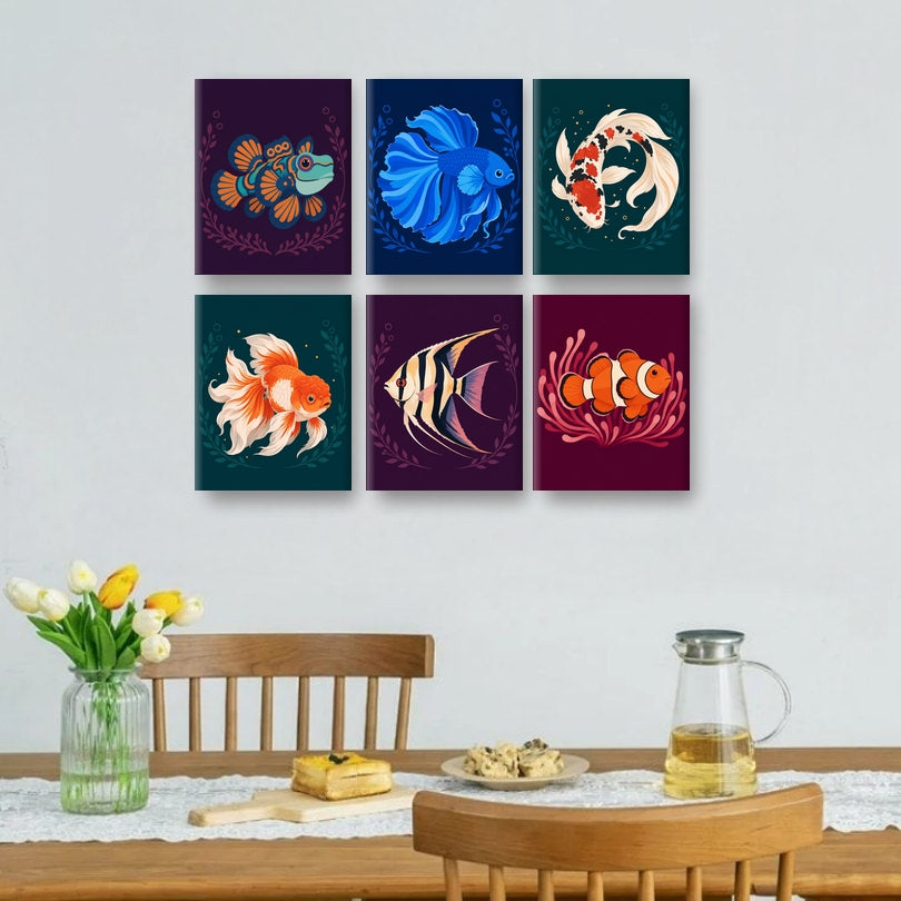 6 Mini Paintings | Fancy Aquariumvissen Set
