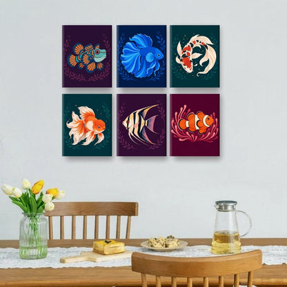 6 Mini Paintings | Fancy Aquariumvissen Set