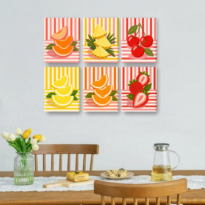 6 Mini Paintings | Retro Fruit Set