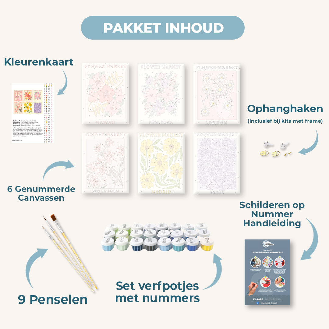 6 Mini Paintings | Prachtige bloemenmarkt set