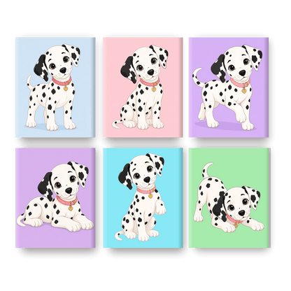 6 Mini Paintings | Dalmatier Puppy Set - Schilder Op Nummers