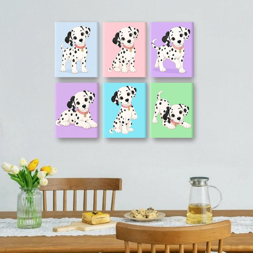 6 Mini Paintings | Dalmatier Puppy Set