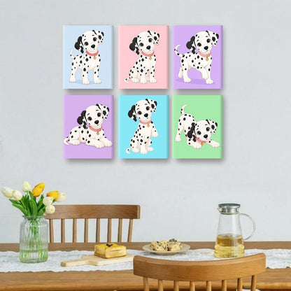 6 Mini Paintings | Dalmatier Puppy Set