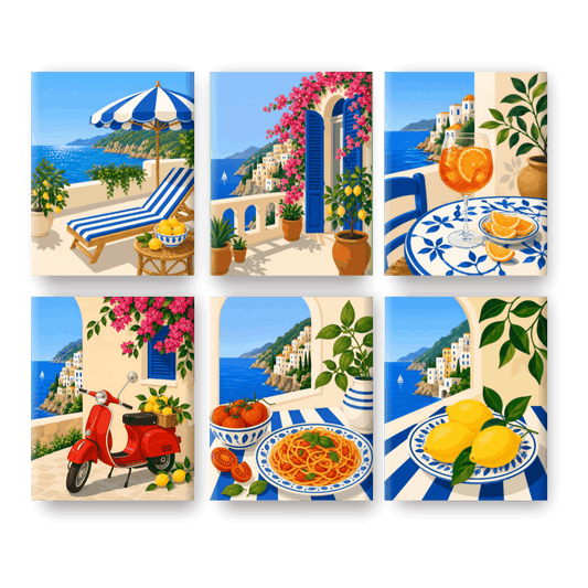 6 Mini Paintings | Amalfikust Set - Schilder Op Nummers
