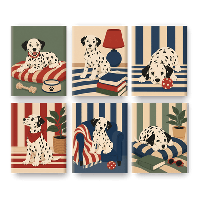 6 Mini Paintings | Gezellige Dalmatier Set - Schilder Op Nummers