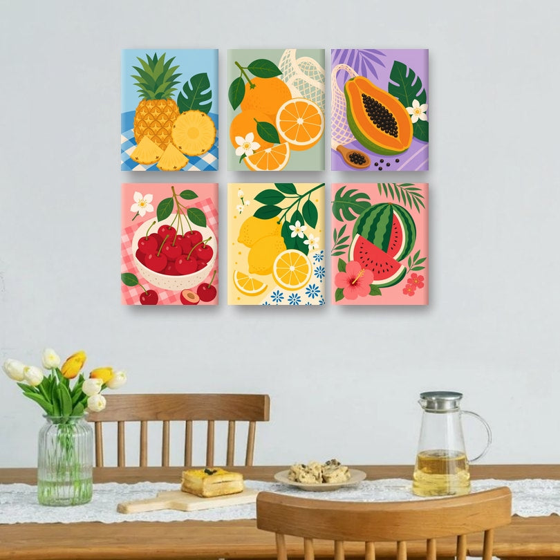 6 Mini Paintings | Tropische Vruchten Set