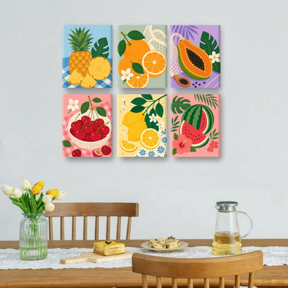 6 Mini Paintings | Tropische Vruchten Set