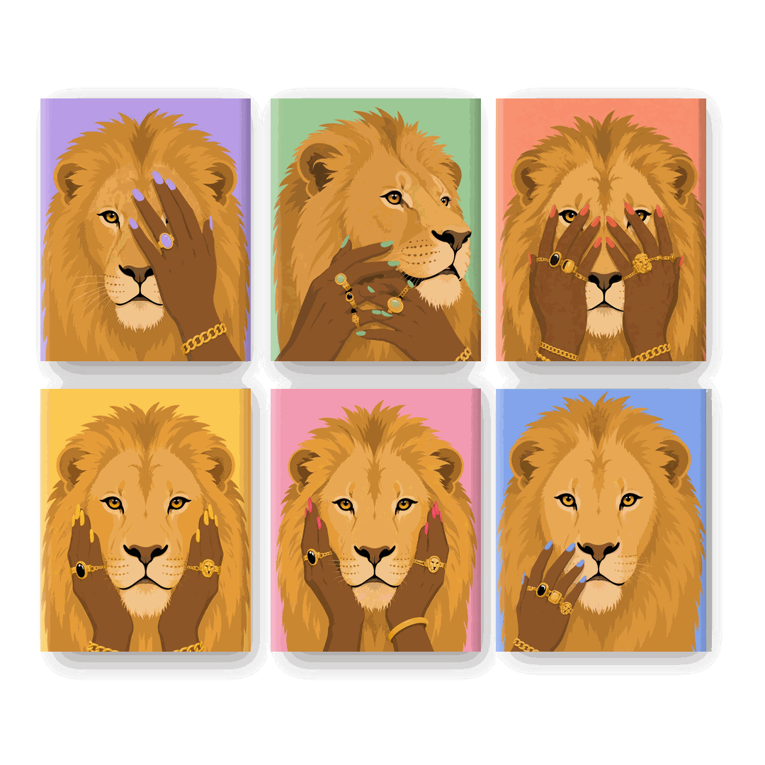 6 Mini Paintings | Glamour Leeuwen Set - Schilder Op Nummers