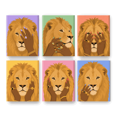 6 Mini Paintings | Glamour Leeuwen Set - Schilder Op Nummers