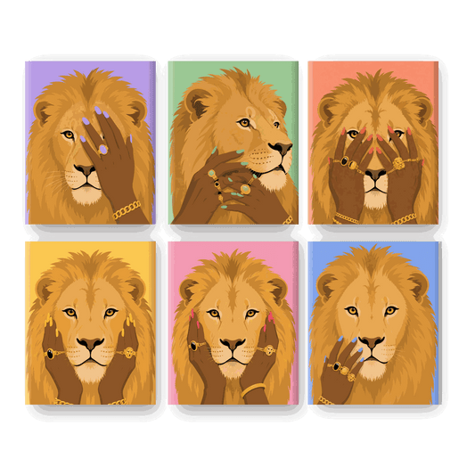 6 Mini Paintings | Glamour Leeuwen Set - Schilder Op Nummers