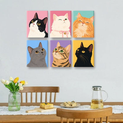 6 Mini Paintings | Kattenrassen Portretten Set