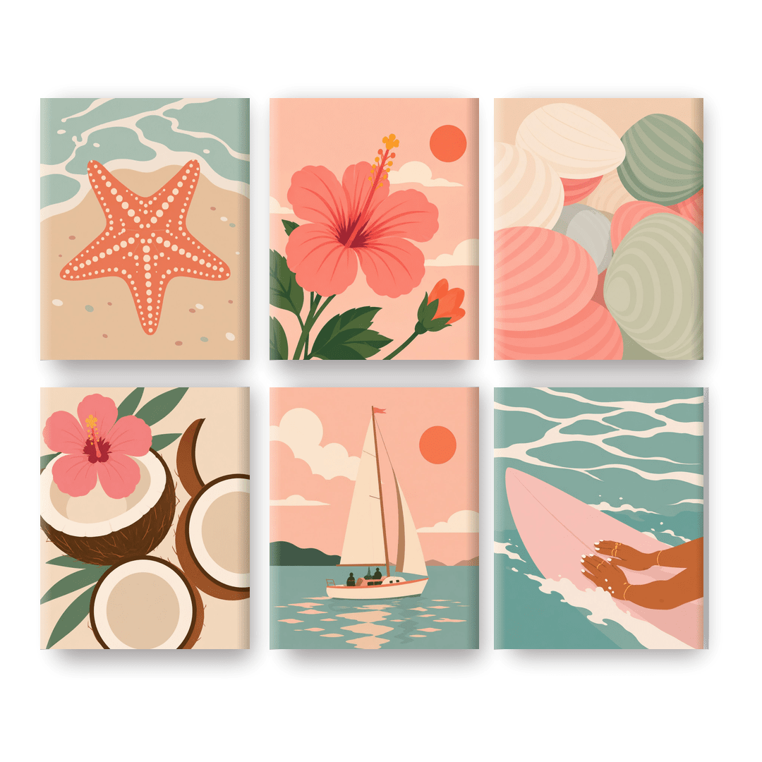 6 Mini Paintings | Tropische Strand Ontsnapping Set - Schilder Op Nummers