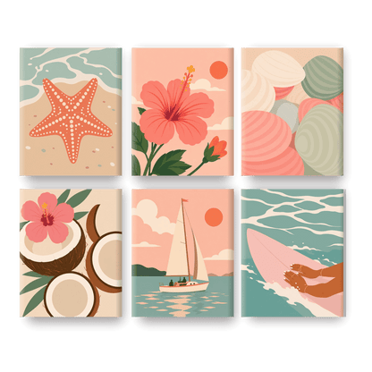6 Mini Paintings | Tropische Strand Ontsnapping Set - Schilder Op Nummers