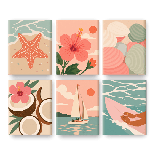 6 Mini Paintings | Tropische Strand Ontsnapping Set - Schilder Op Nummers