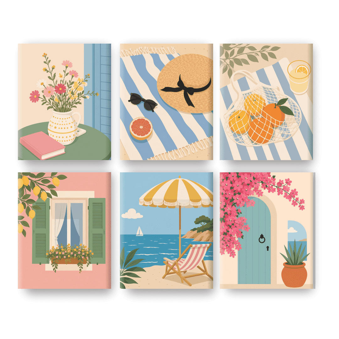 6 Mini Paintings | Mediterrane Ontsnapping Set - Schilder Op Nummers