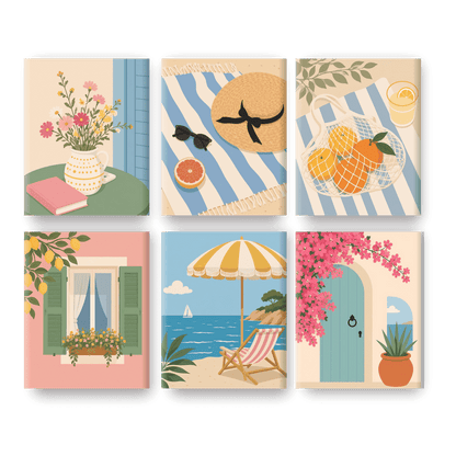 6 Mini Paintings | Mediterrane Ontsnapping Set - Schilder Op Nummers