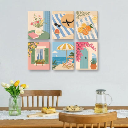 6 Mini Paintings | Mediterrane Ontsnapping Set