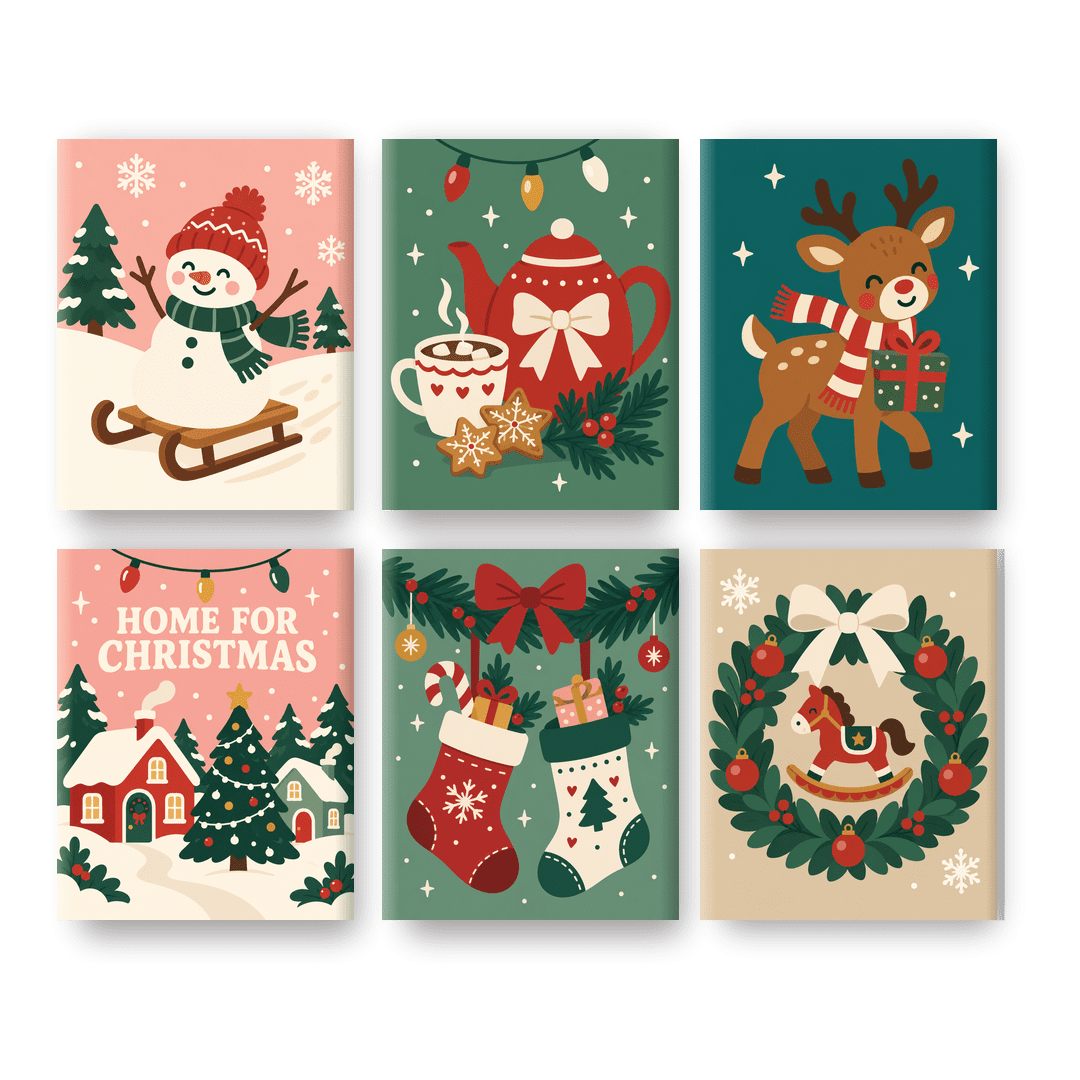 6 Mini Paintings | Vrolijk Kerstfeest Set - Schilder Op Nummers