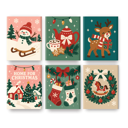 6 Mini Paintings | Vrolijk Kerstfeest Set - Schilder Op Nummers