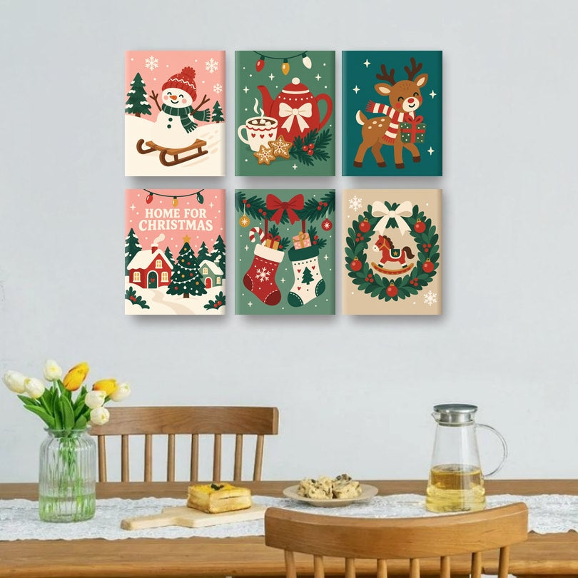 6 Mini Paintings | Vrolijk Kerstfeest Set