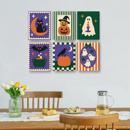 6 Mini Paintings | Halloween Folk Art Set