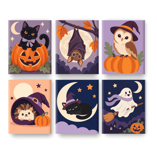 6 Mini Paintings | Lila Maan Vriendjes Set - Schilder Op Nummers
