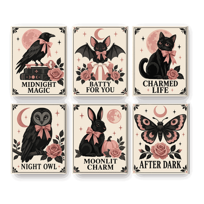 6 Mini Paintings | Vintage Gothic Halloween Set - Schilder Op Nummers