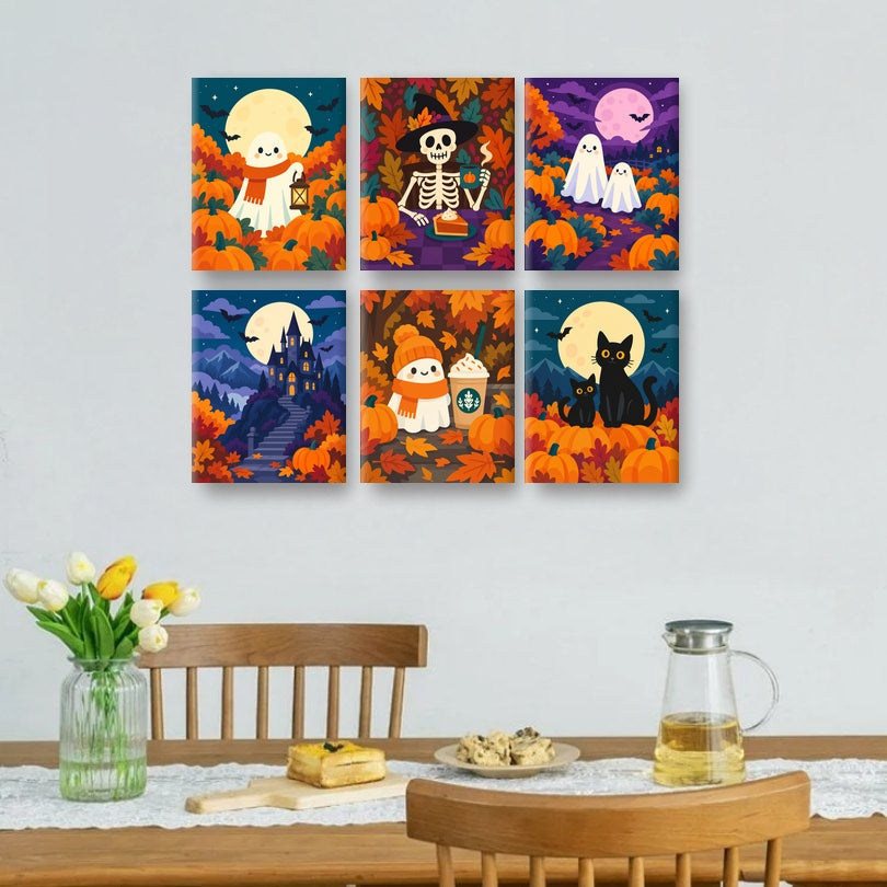6 Mini Paintings | Spooky Herfst Nachten Set