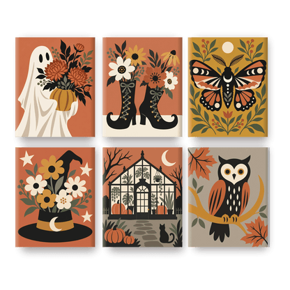 6 Mini Paintings | Herfst Botanische Magie Set - Schilder Op Nummers