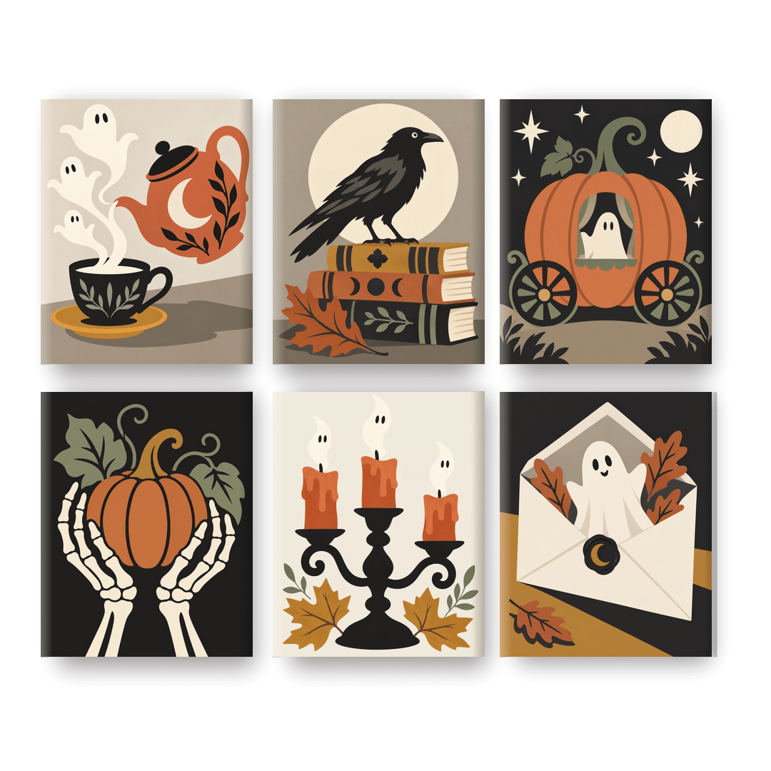 6 Mini Paintings | Vintage Bezweringen Set - Schilder Op Nummers