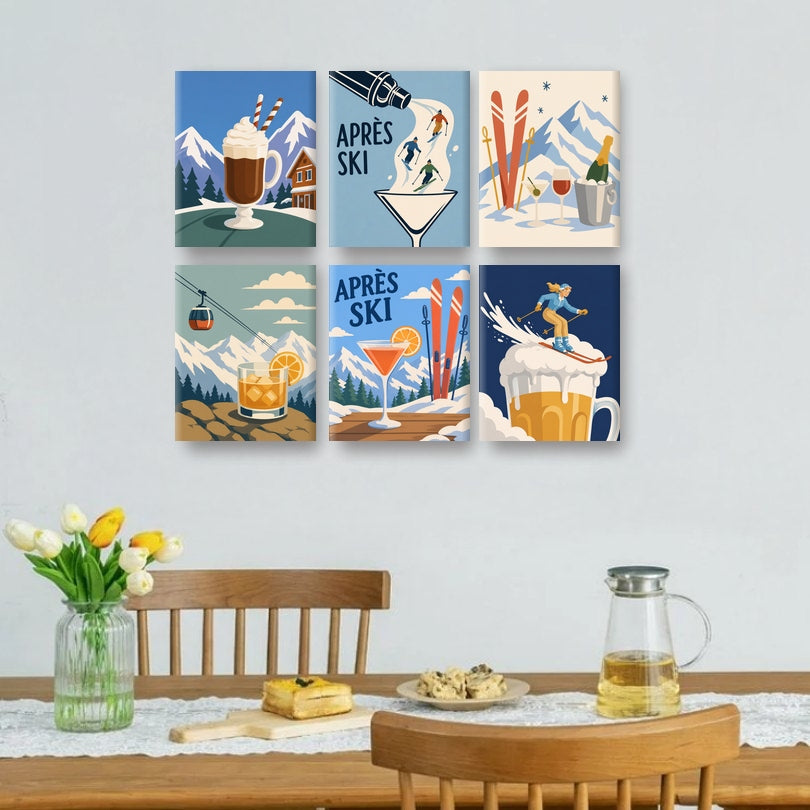 6 Mini Paintings | Après-Ski Drinks Set