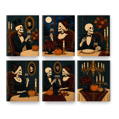 6 Mini Paintings | Diner na het Donker Set - Schilder Op Nummers