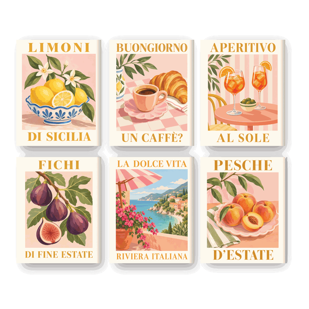 6 Mini Paintings | Italiaanse Mini Paintings Set - Schilder Op Nummers