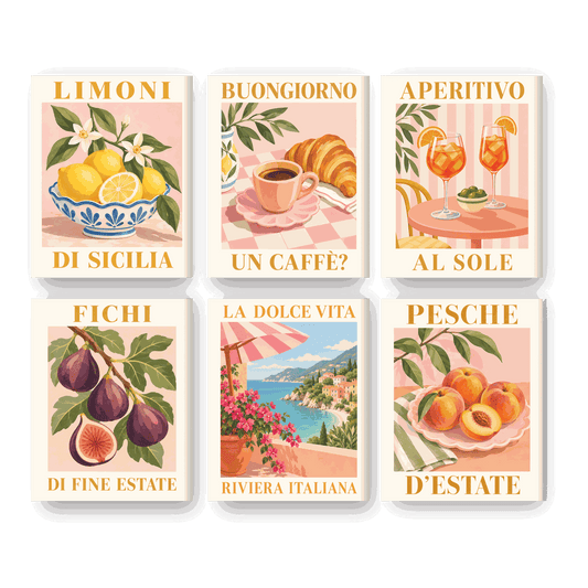 6 Mini Paintings | Italiaanse Mini Paintings Set - Schilder Op Nummers