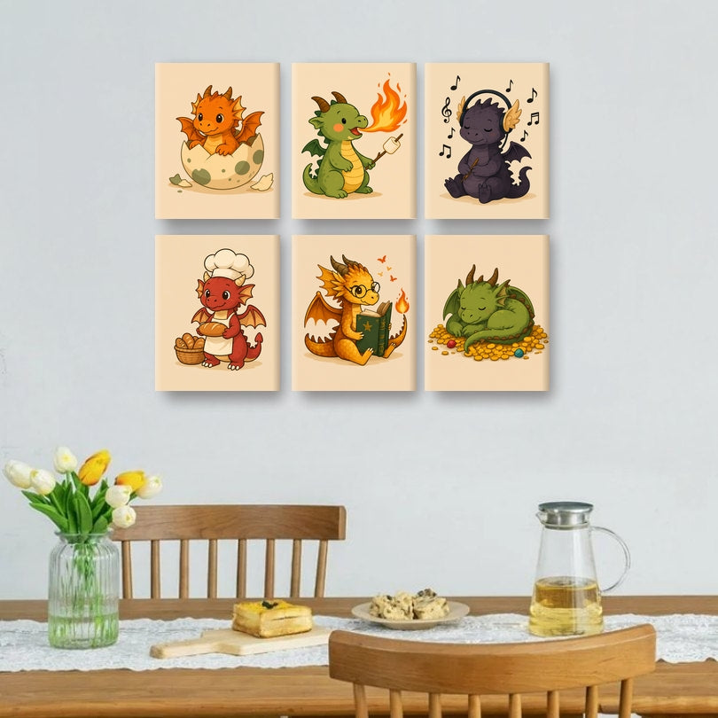 6 Mini Paintings | Kleine Draak Vriendjes Set