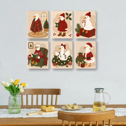 6 Mini Paintings | Vrolijke Kleine Ganzen Set