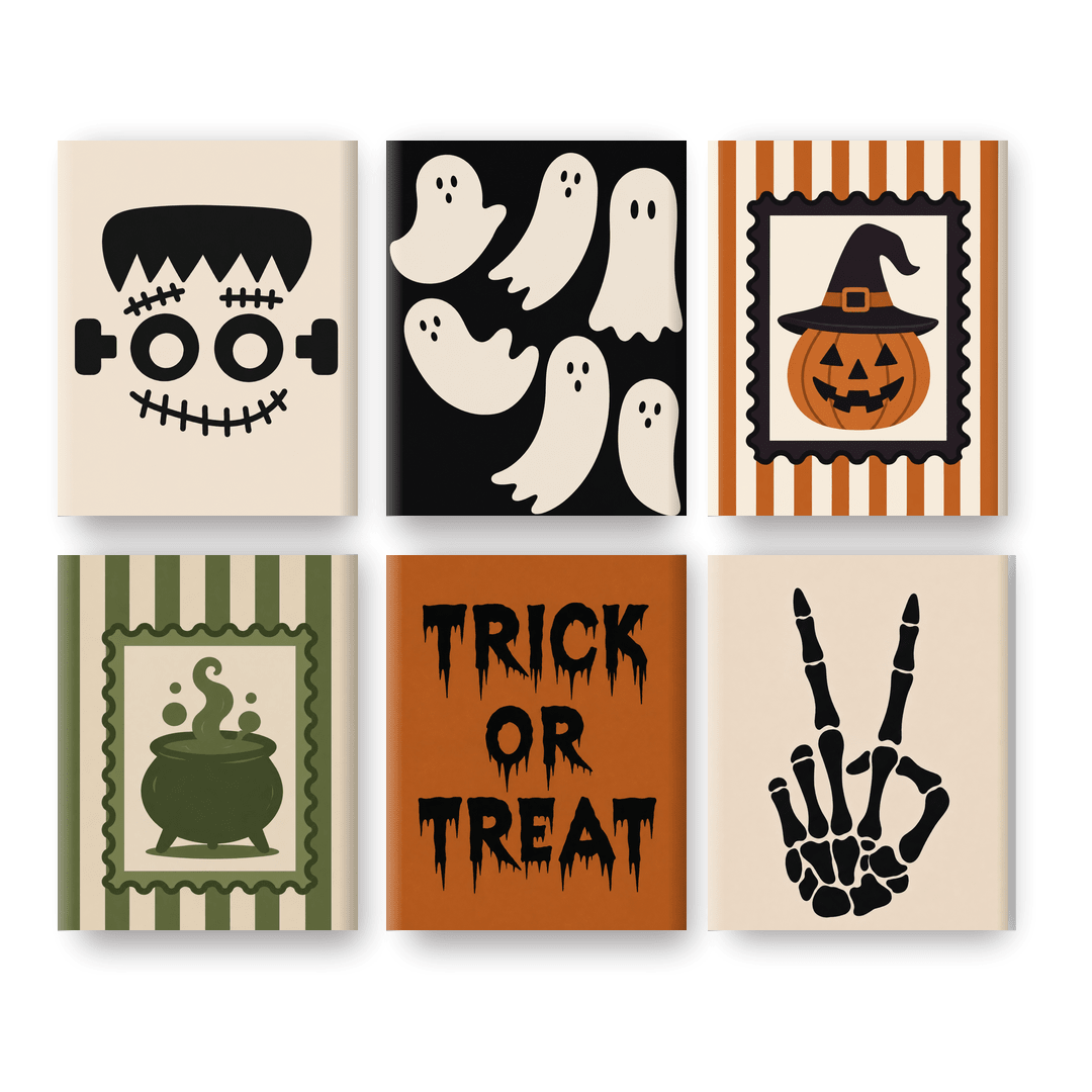 6 Mini Paintings | Modern Spooky Set - Schilder Op Nummers
