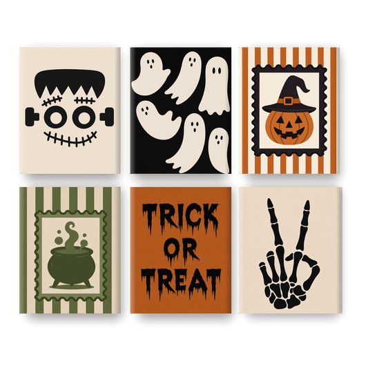 6 Mini Paintings | Modern Spooky Set - Schilder Op Nummers