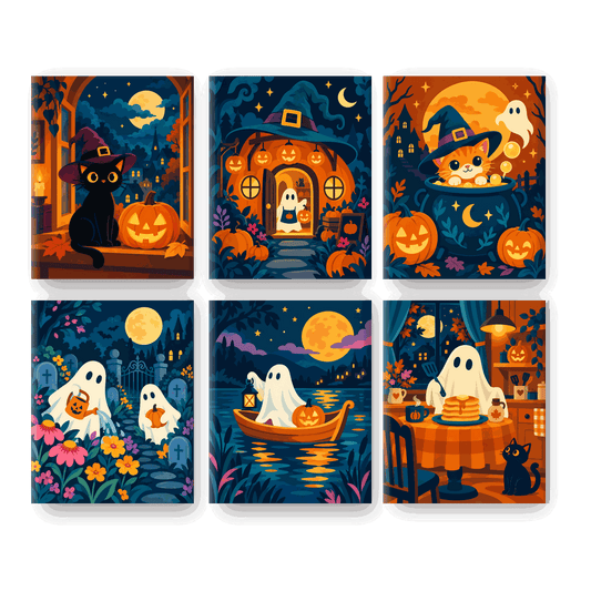 6 Mini Paintings | Maanverlicht Halloween Set - Schilder Op Nummers