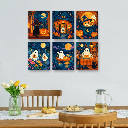 6 Mini Paintings | Maanverlicht Halloween Set
