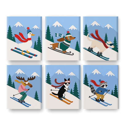 6 Mini Paintings | Ski Maatjes Set - Schilder Op Nummers