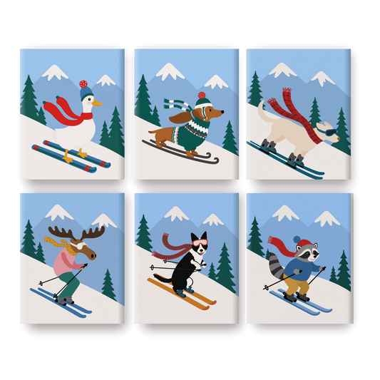 6 Mini Paintings | Ski Maatjes Set - Schilder Op Nummers