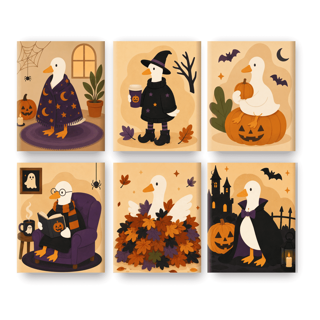 6 Mini Paintings | Spooky Gansen Squad Set - Schilder Op Nummers