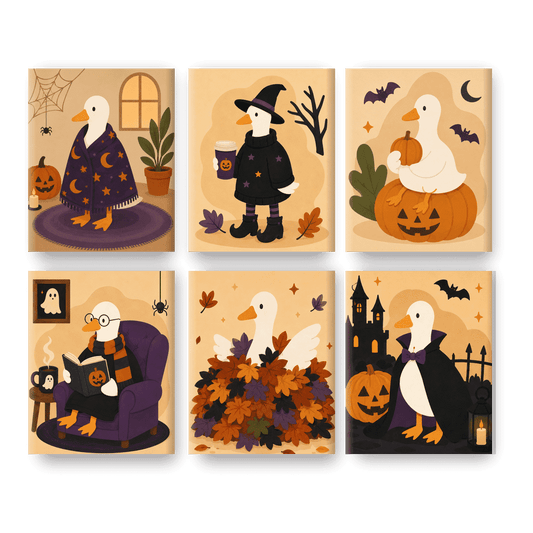 6 Mini Paintings | Spooky Gansen Squad Set - Schilder Op Nummers