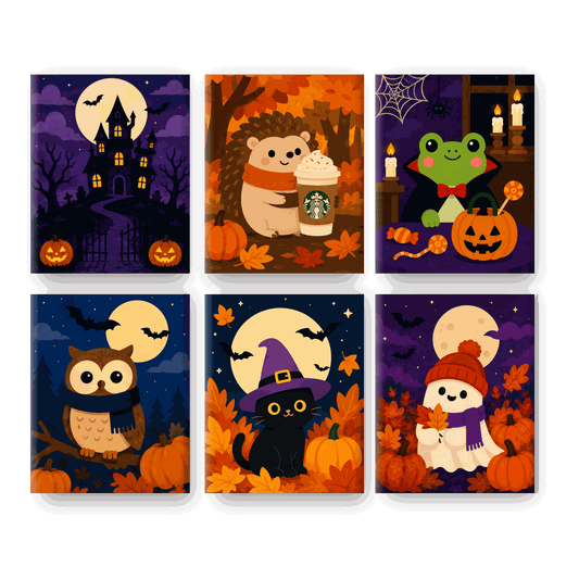 6 Mini Paintings | Spooky Maatjes Set - Schilder Op Nummers