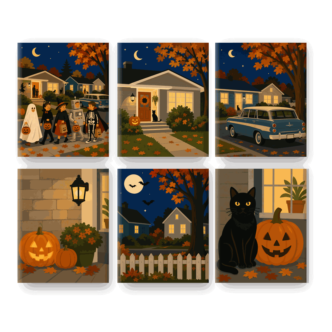 6 Mini Paintings | Trick or Treat Buurt Set - Schilder Op Nummers