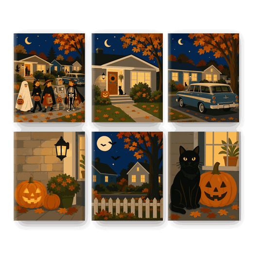 6 Mini Paintings | Trick or Treat Buurt Set - Schilder Op Nummers