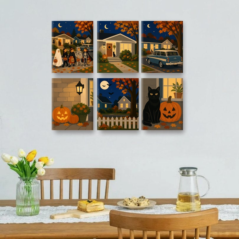 6 Mini Paintings | Trick or Treat Buurt Set