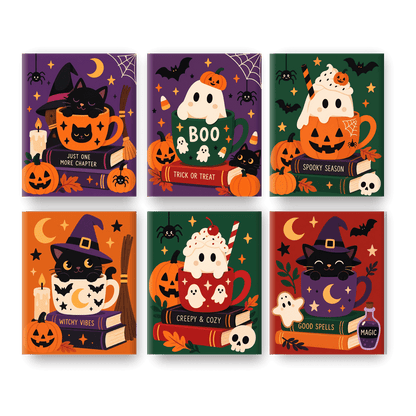 6 Mini Paintings | Halloween Boeken & Kopjes Set - Schilder Op Nummers