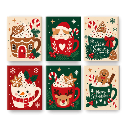 6 Mini Paintings | Feestelijke Drankjes Set - Schilder Op Nummers